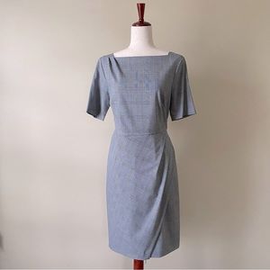 Banana Republic Black & White Plaid Short Sleeve Business Dress Size 8